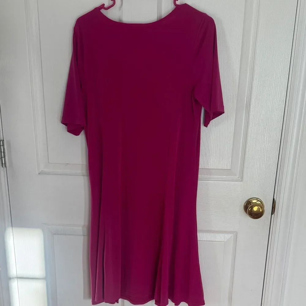 Susan Graver Fuchsia Short Sleeve Top - Picture 3 of 4